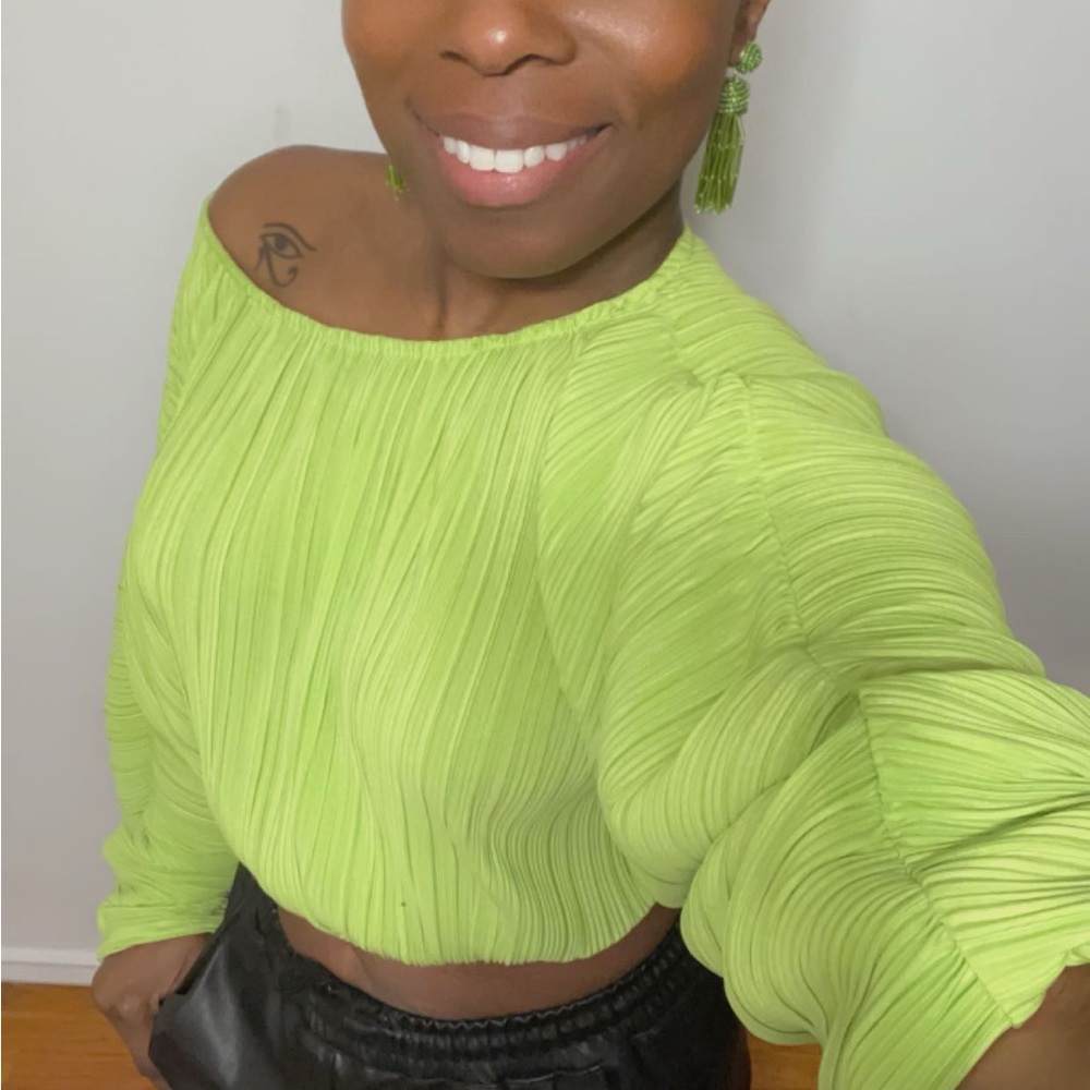 Lime Green Off-Shoulder Top